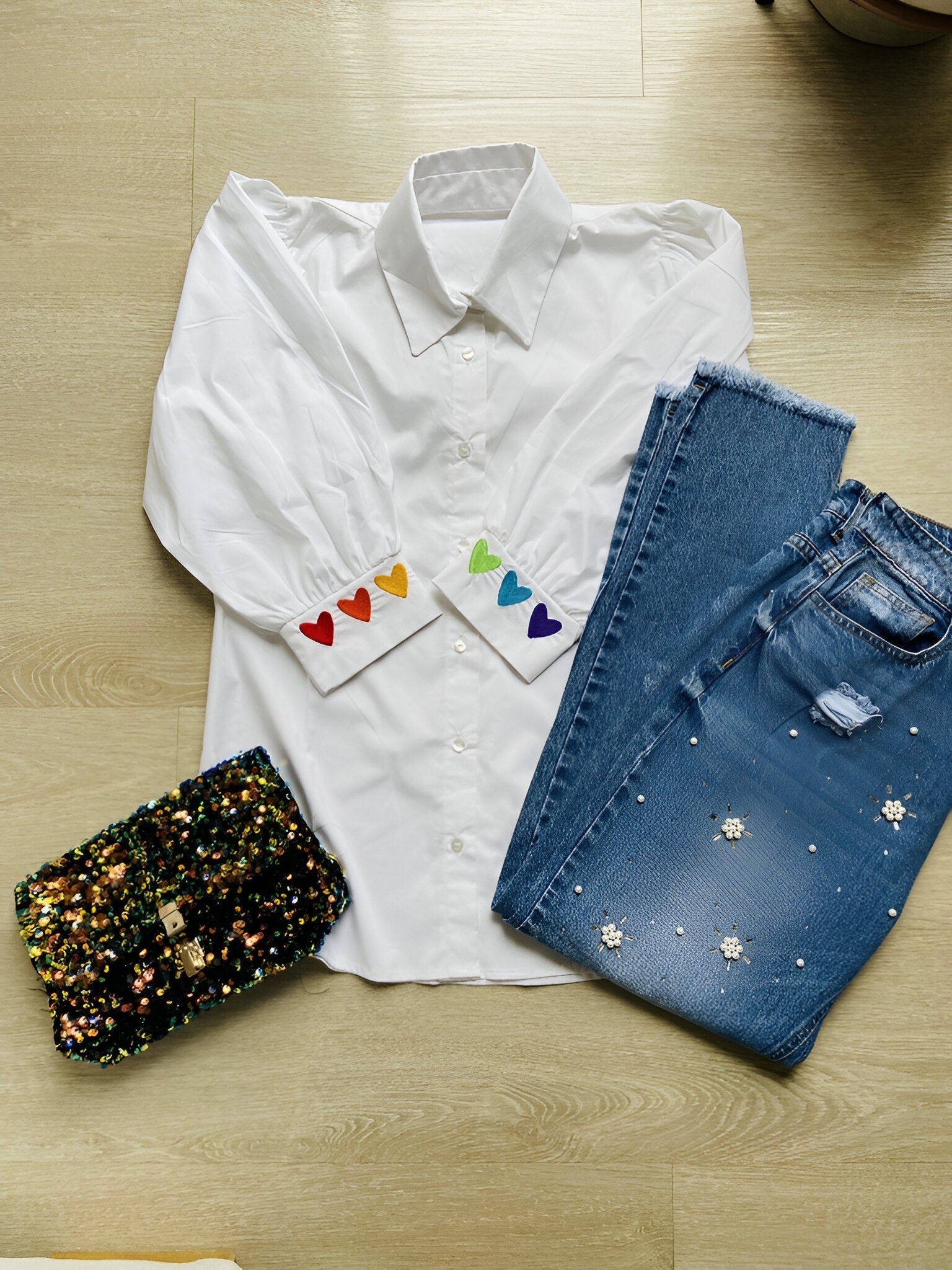 CAMISA MADRID ||| CORAZONES ARCOIRIS