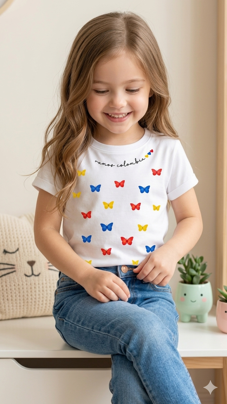 CAMISETA MARIPOSAS TRICOLOR MINI (ENTREGA 6 DÍAS HÁBILES)