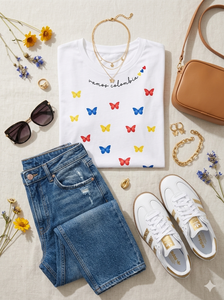 CAMISETA MARIPOSAS TRICOLOR