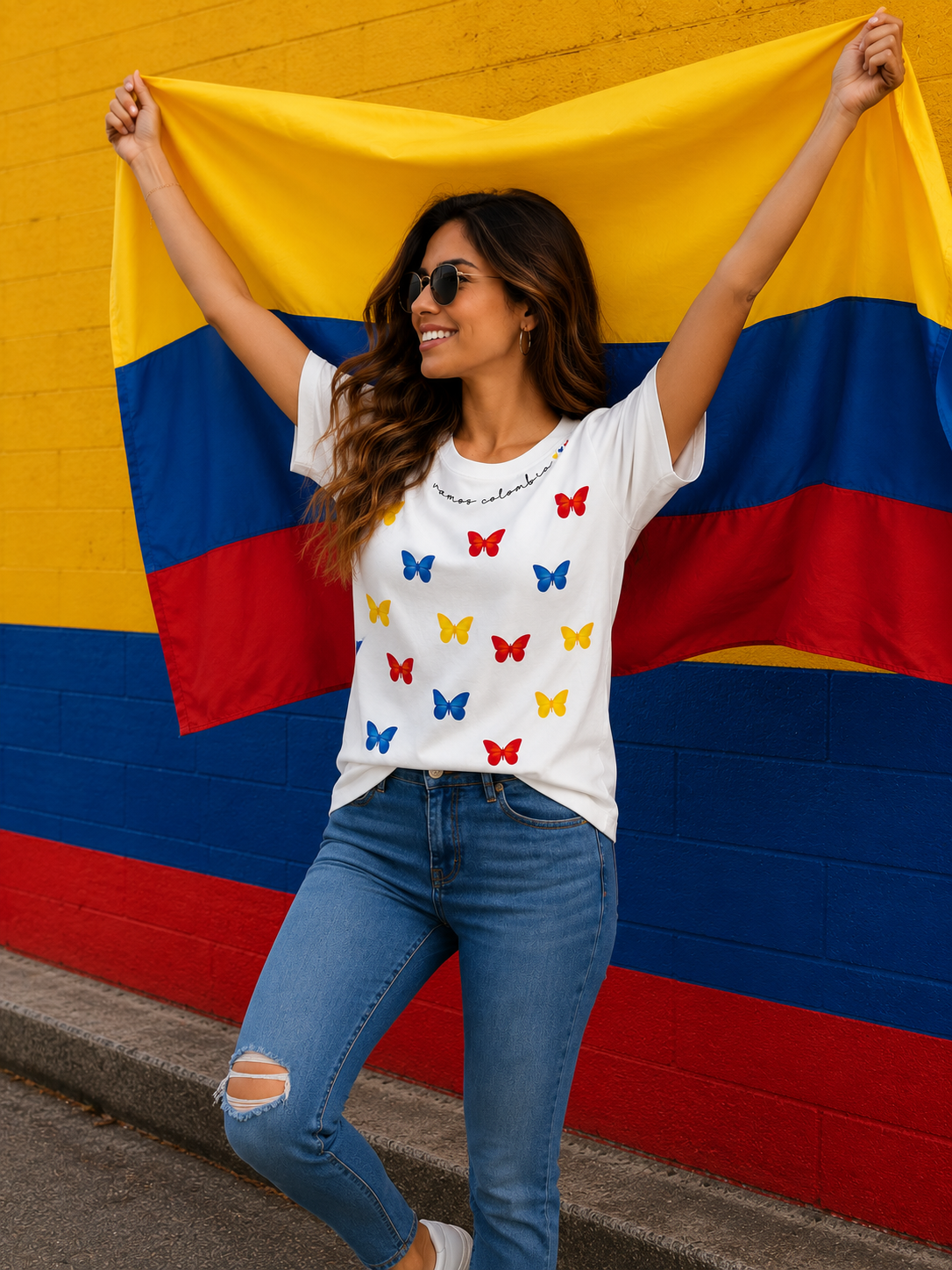 CAMISETA MARIPOSAS TRICOLOR