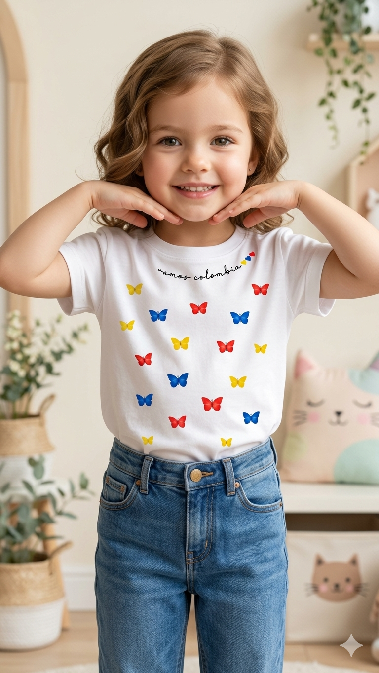 CAMISETA MARIPOSAS TRICOLOR MINI (ENTREGA 6 DÍAS HÁBILES)
