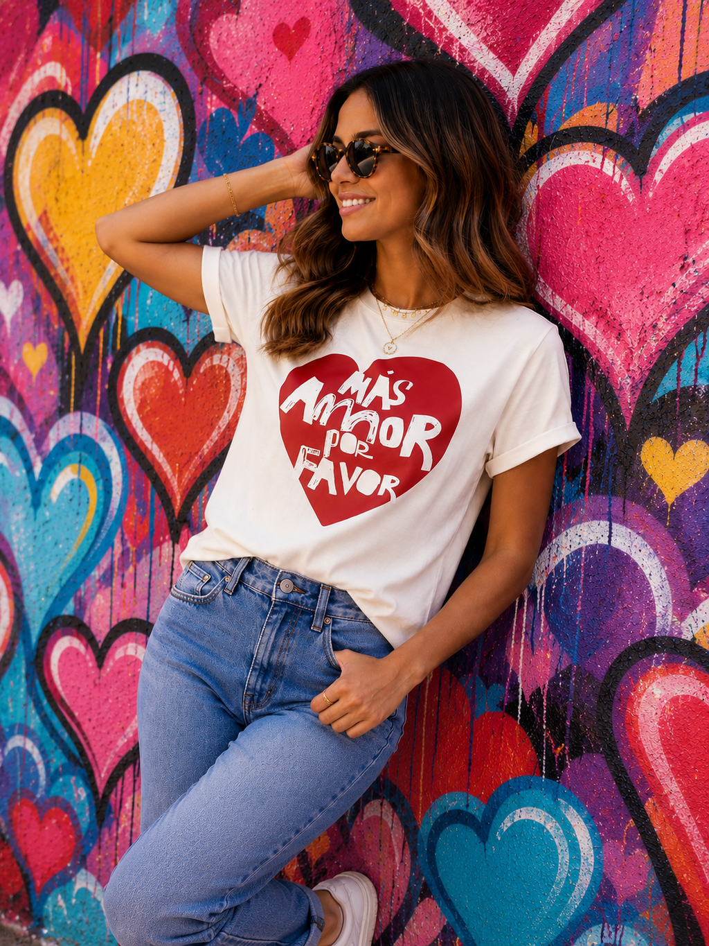 CAMISETA MAS AMOR POR FAVOR (GRAFFITI)