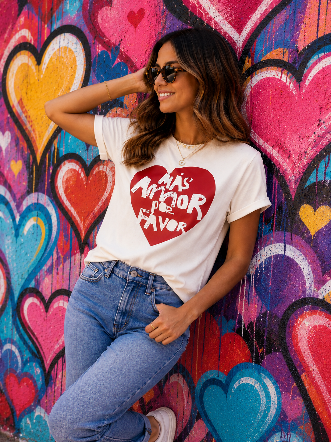 CAMISETA MAS AMOR POR FAVOR (GRAFFITI)