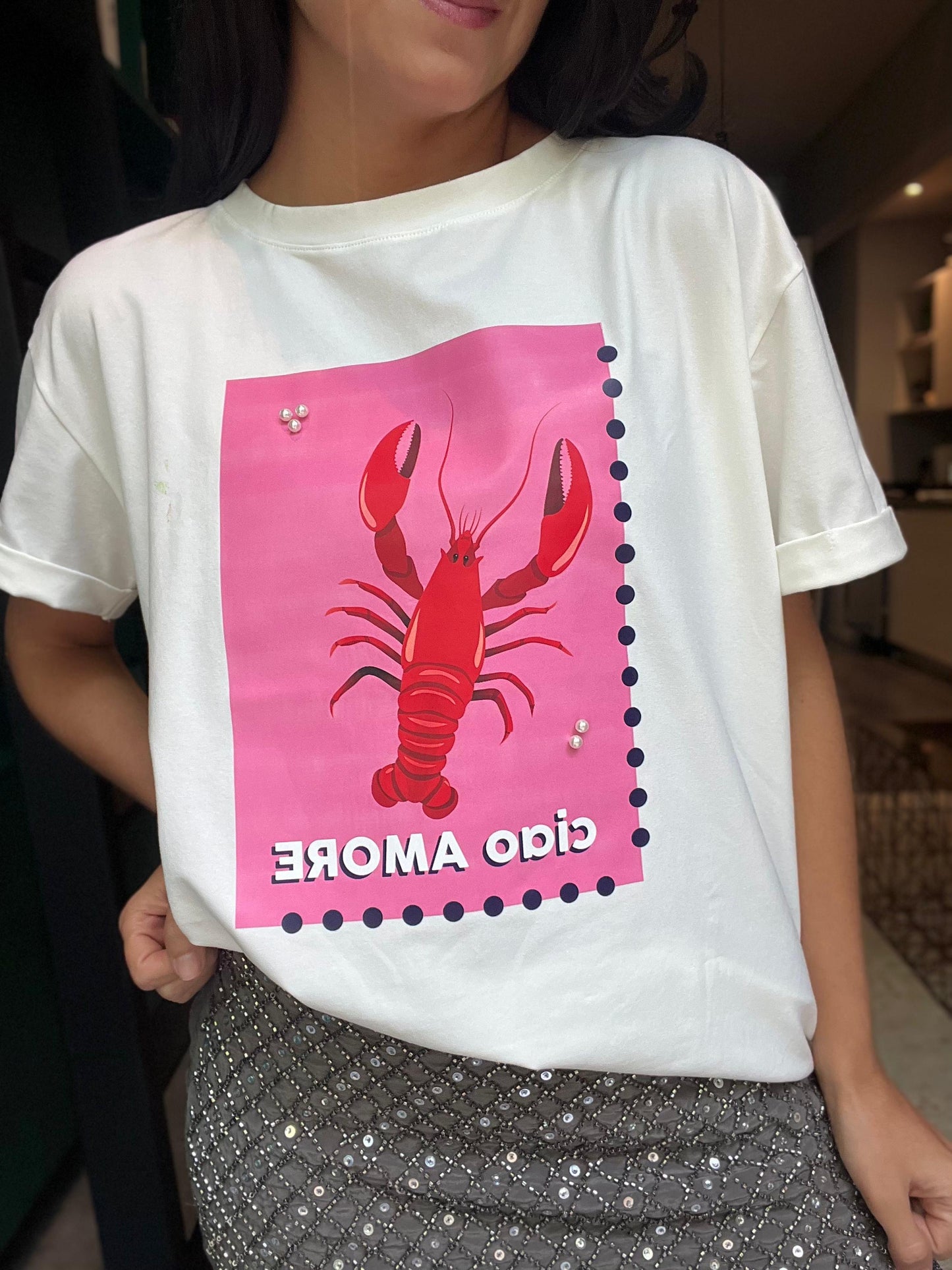 CAMISETA LANGOSTA EN ROSA