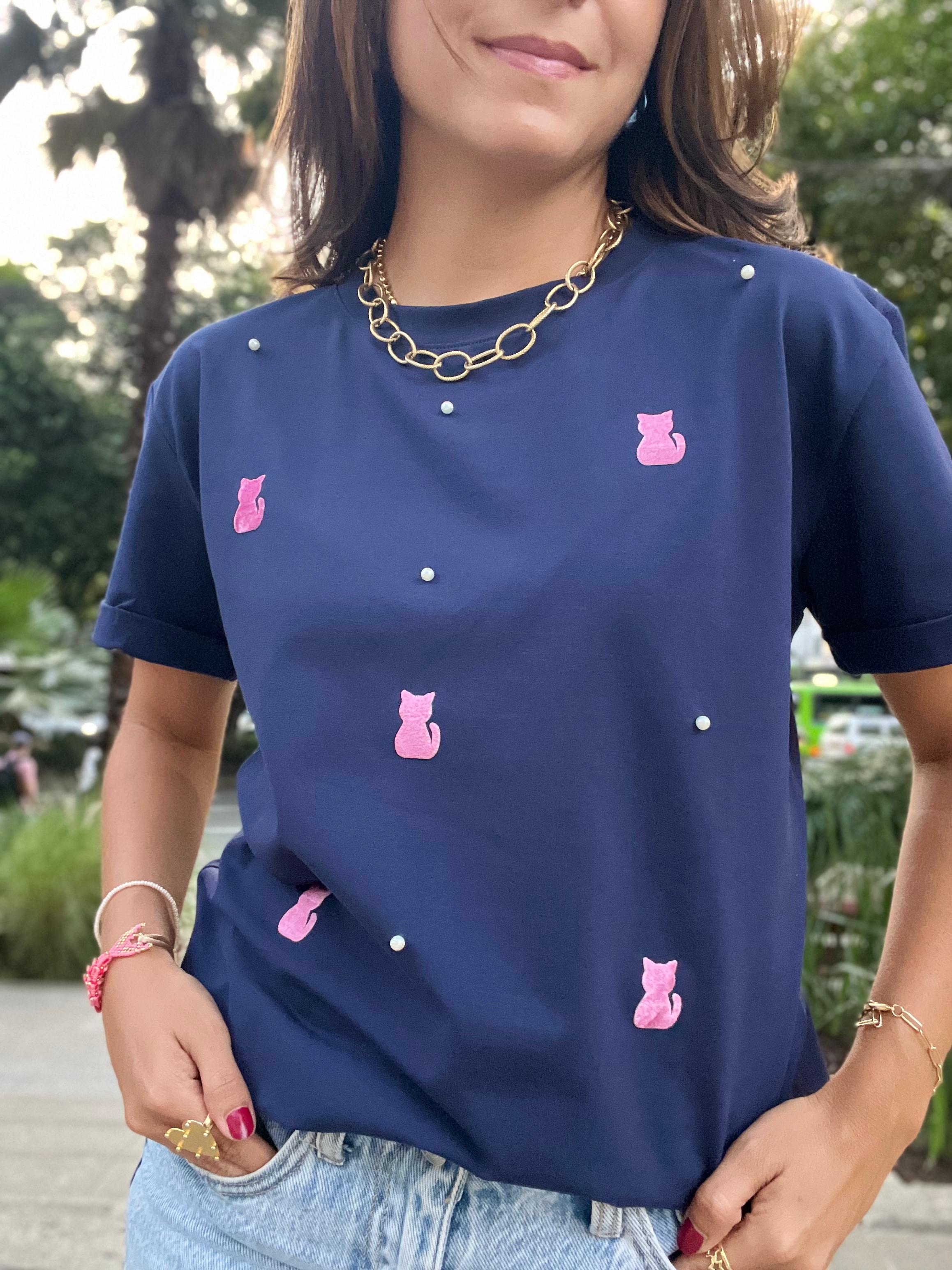 CAMISETA AMOR GATUNO ROSA