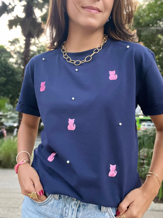 CAMISETA AMOR GATUNO ROSA