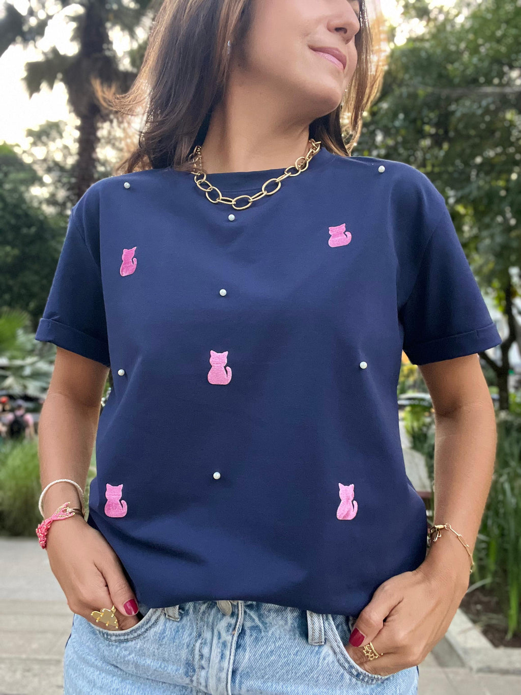 CAMISETA AMOR GATUNO ROSA