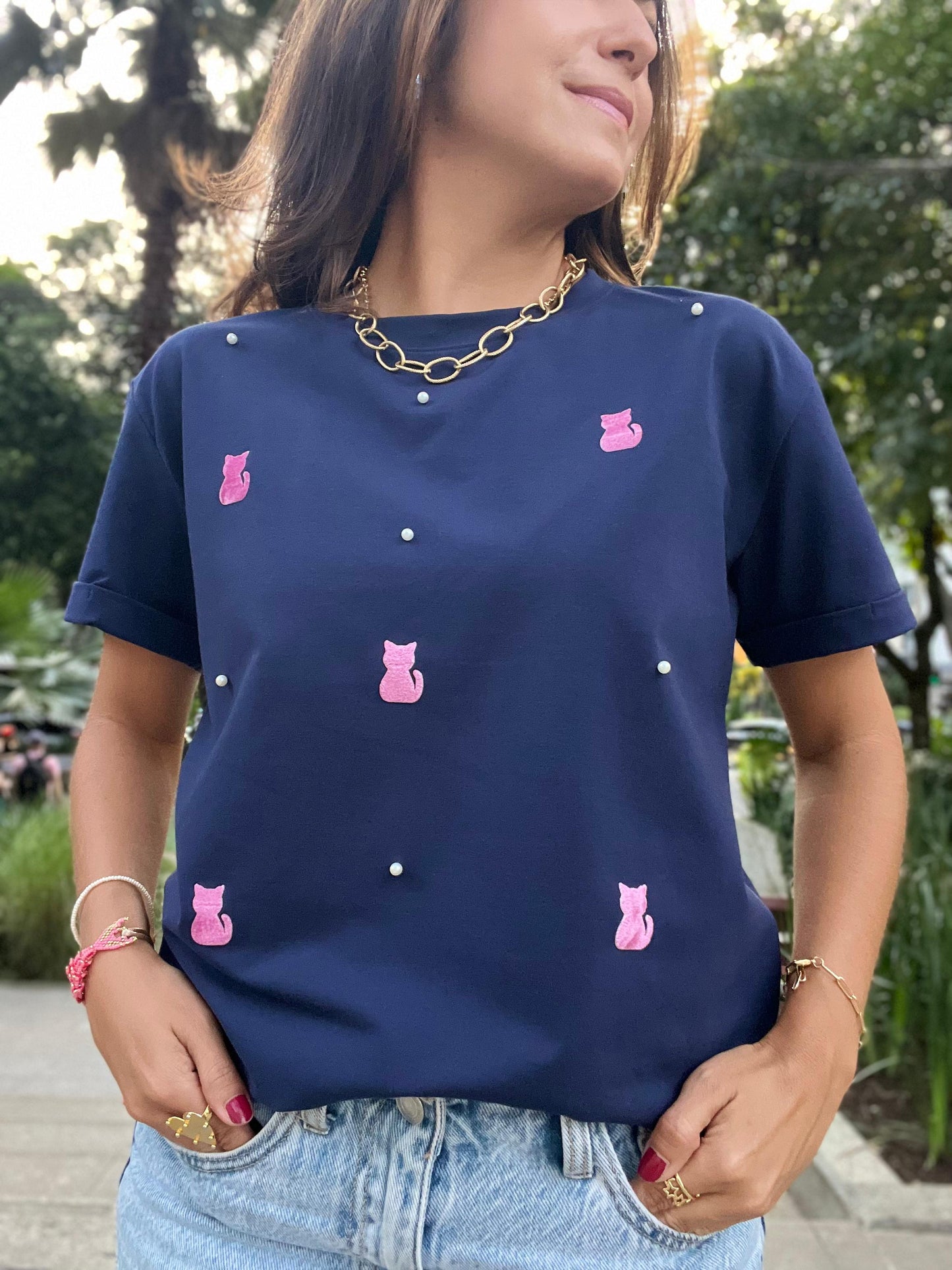 CAMISETA AMOR GATUNO ROSA