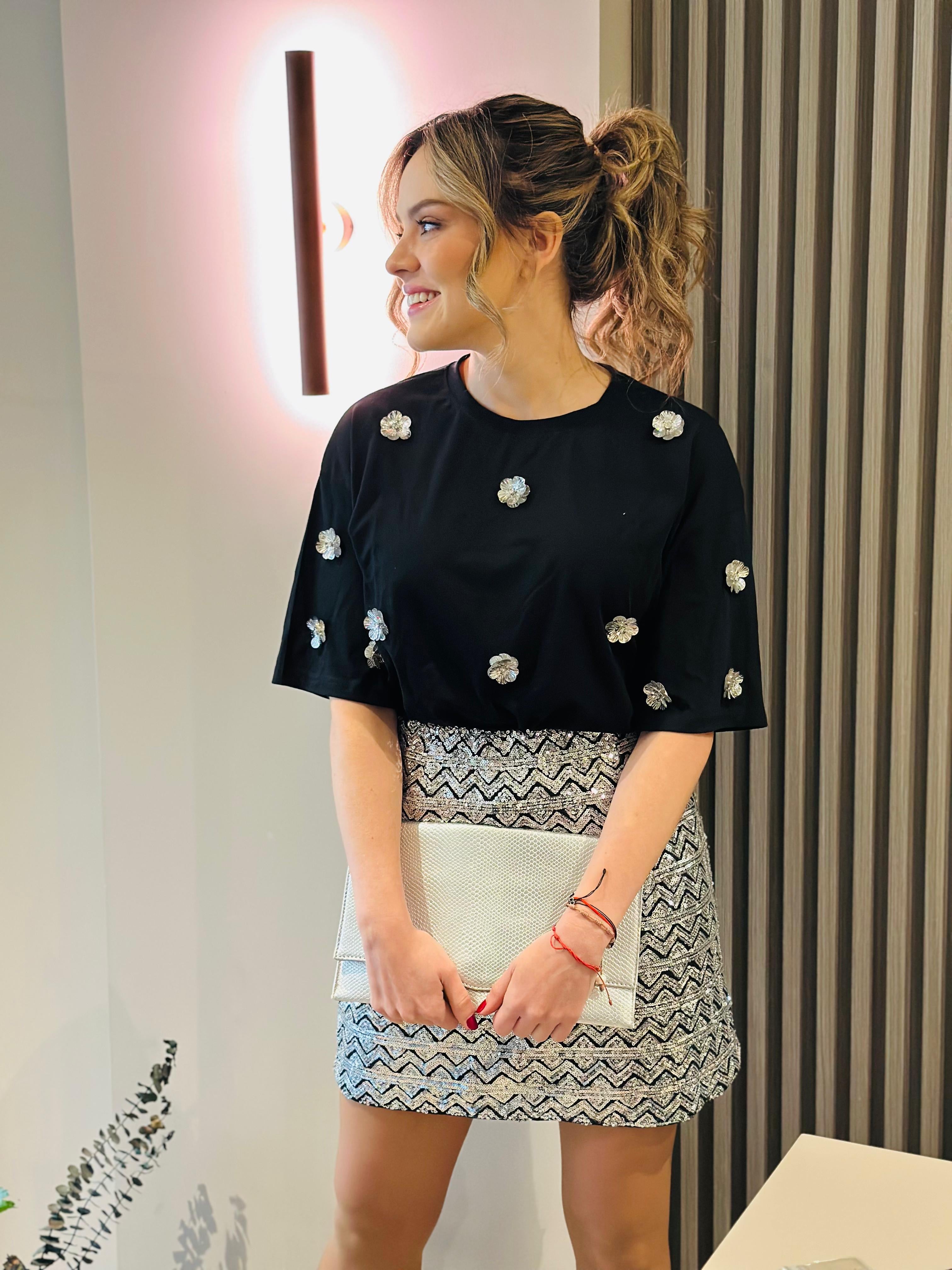 FALDA CHEVRON SILVER BLACK