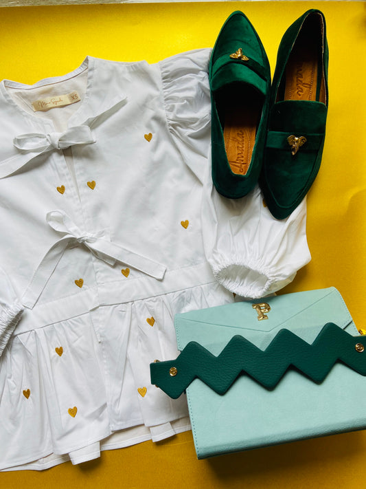 CAMISA NIZA WHITE ||| CORAZONES ALBOROTADOS