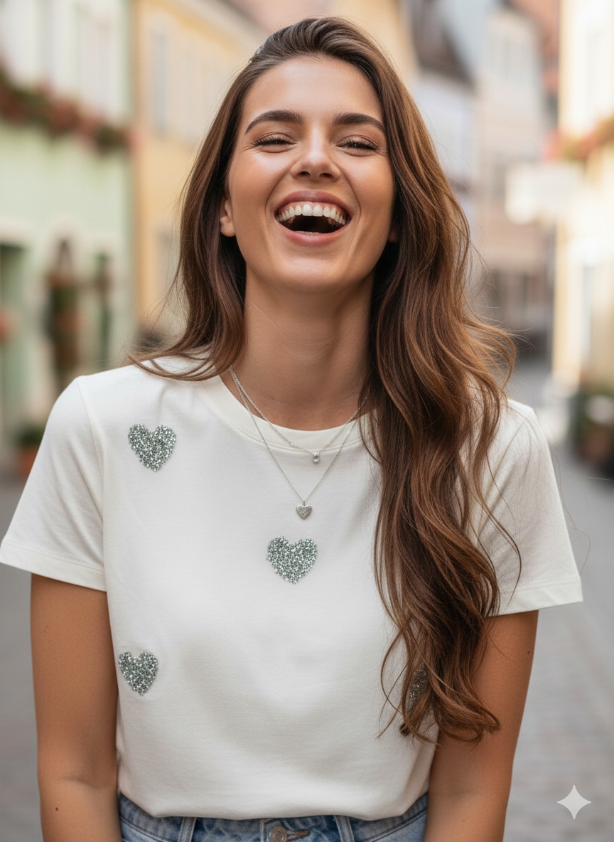 CAMISETA ARGENTO HEARTS