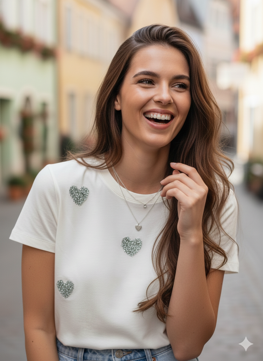 CAMISETA ARGENTO HEARTS