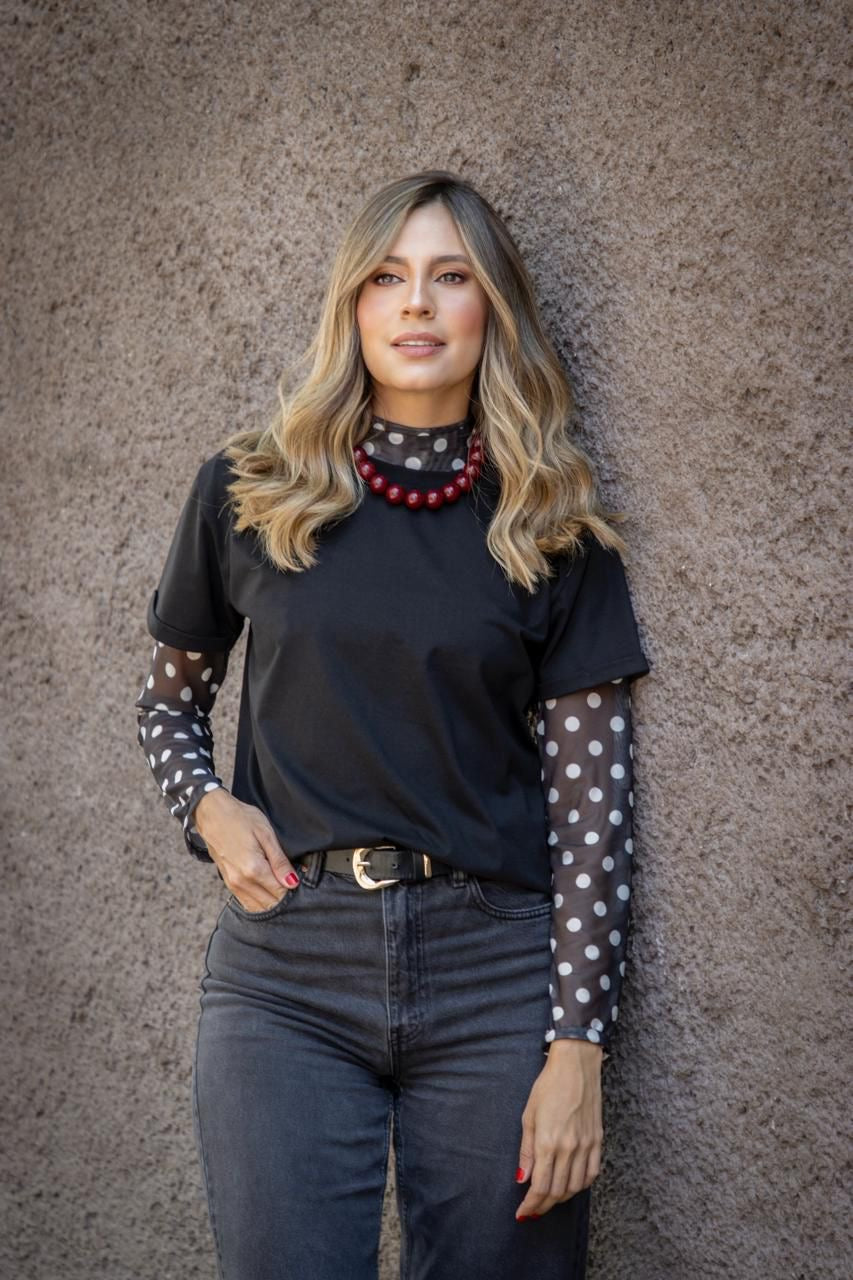 TOP MESH POLKA DOTS