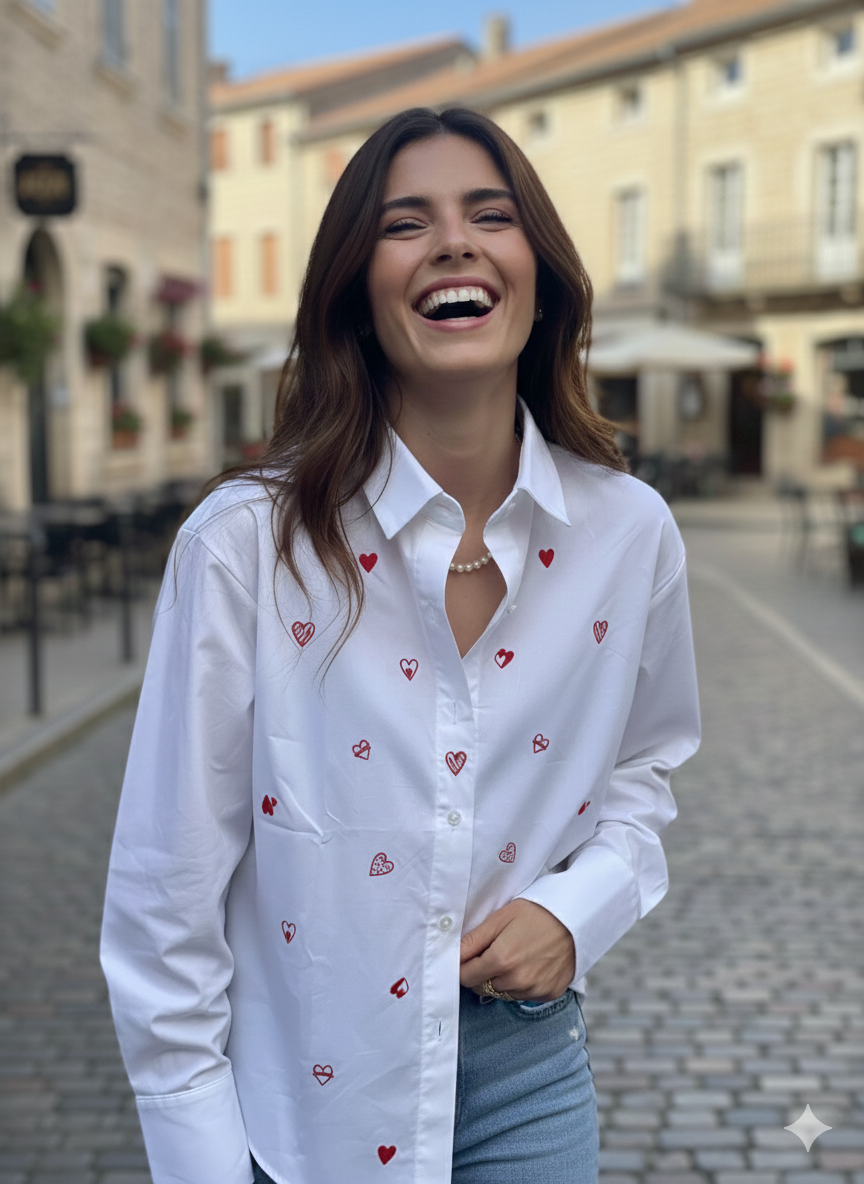 CAMISA BUENOS AIRES ||| CORAZONES EN VERANO (ROJO)