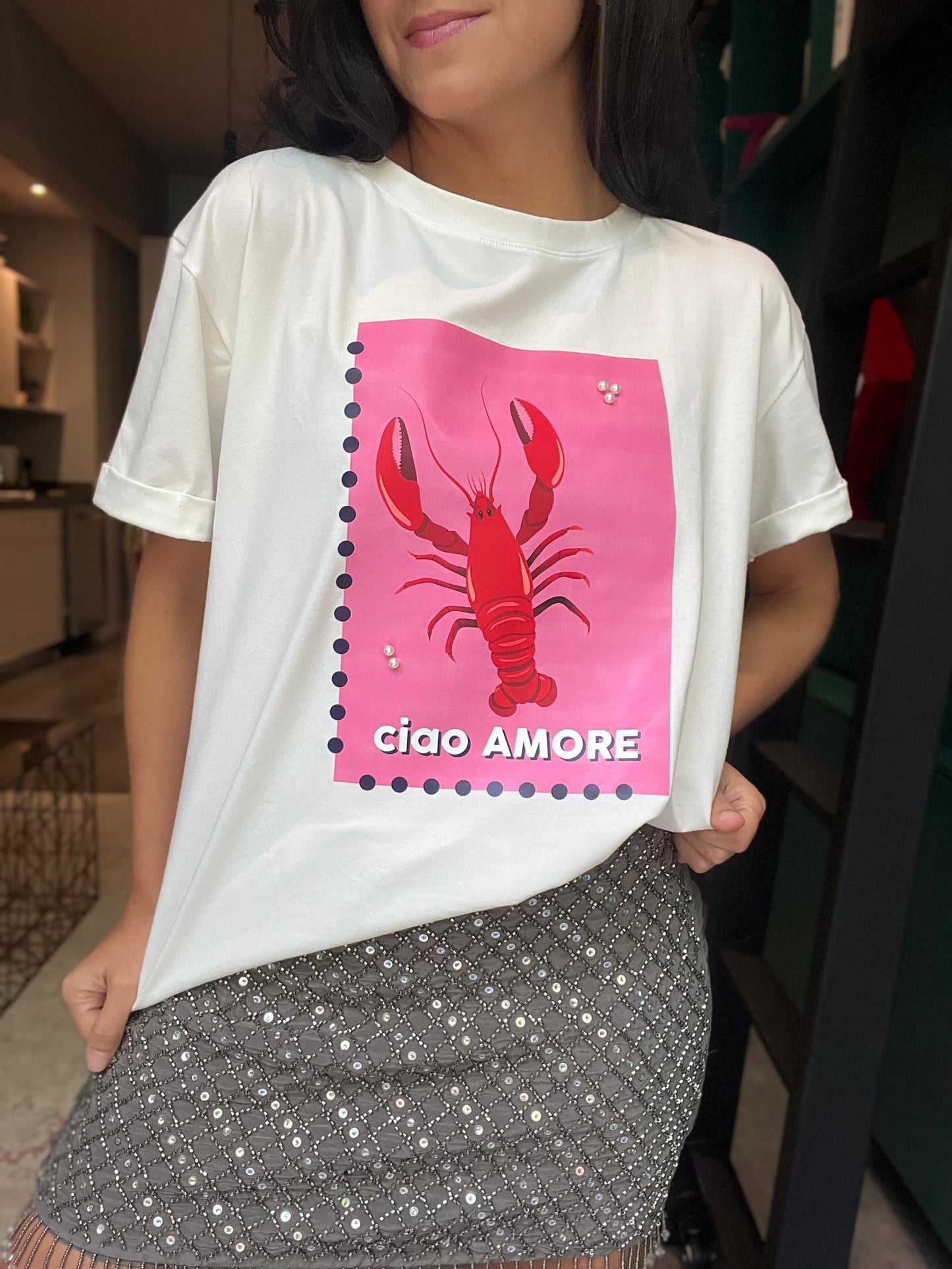 CAMISETA LANGOSTA EN ROSA