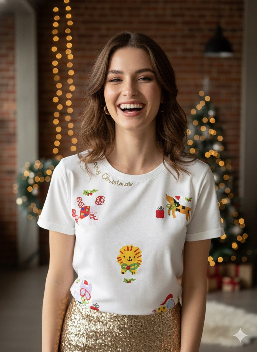 CAMISETA NAVIDEÑA ANIMAL VOICES PERRITOS CREATIVOS