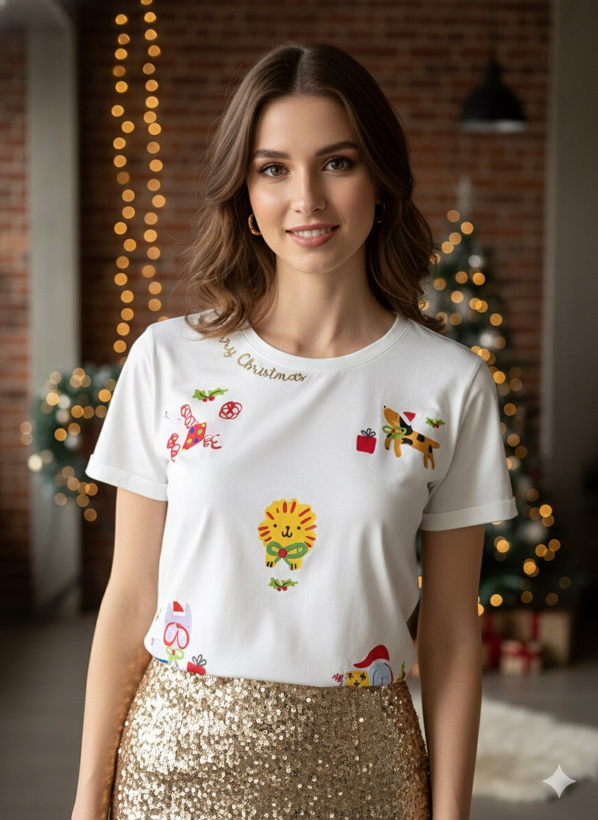 CAMISETA NAVIDEÑA ANIMAL VOICES PERRITOS CREATIVOS