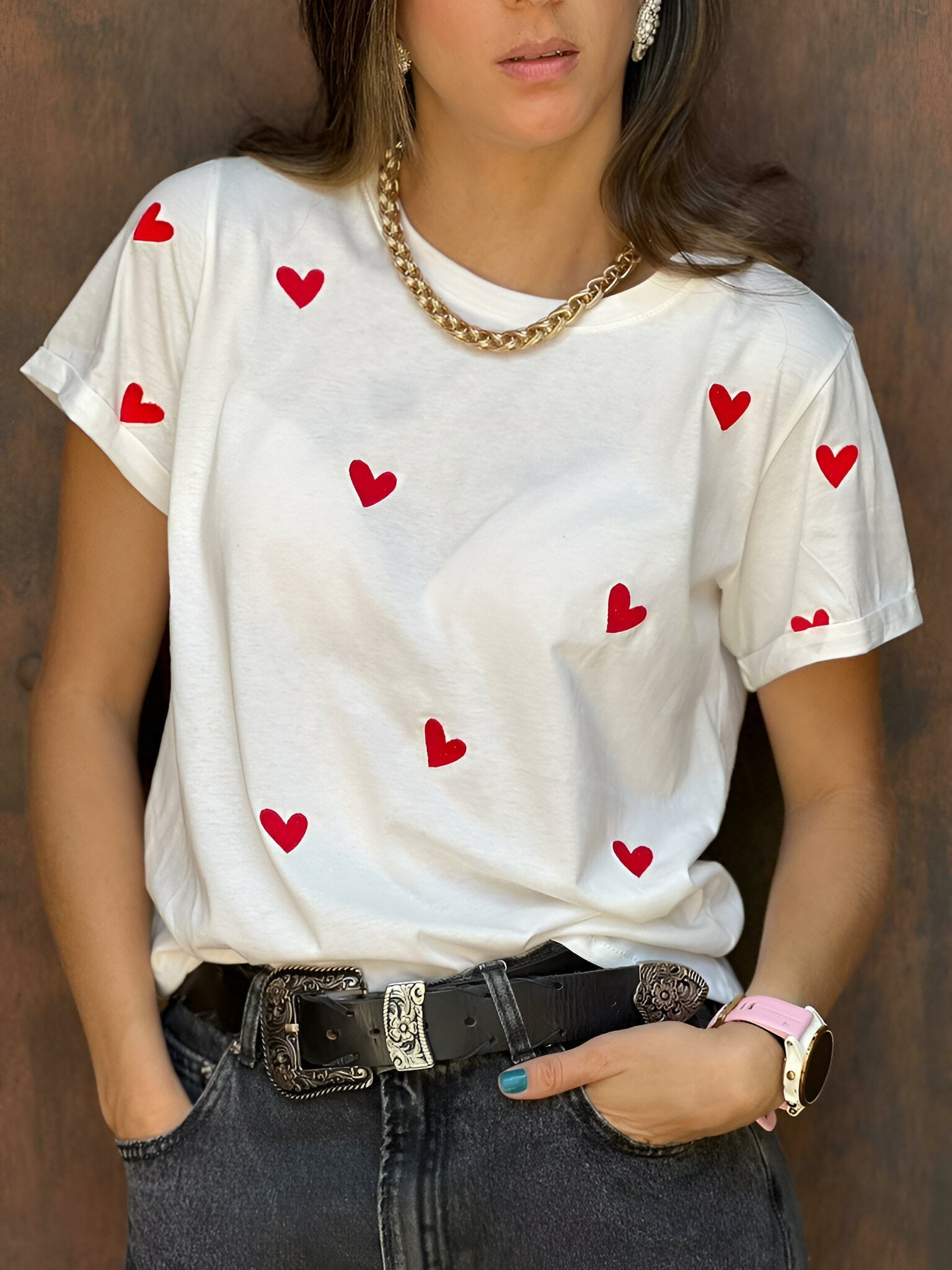 CAMISETA CORAZONES BORDADOS FULL