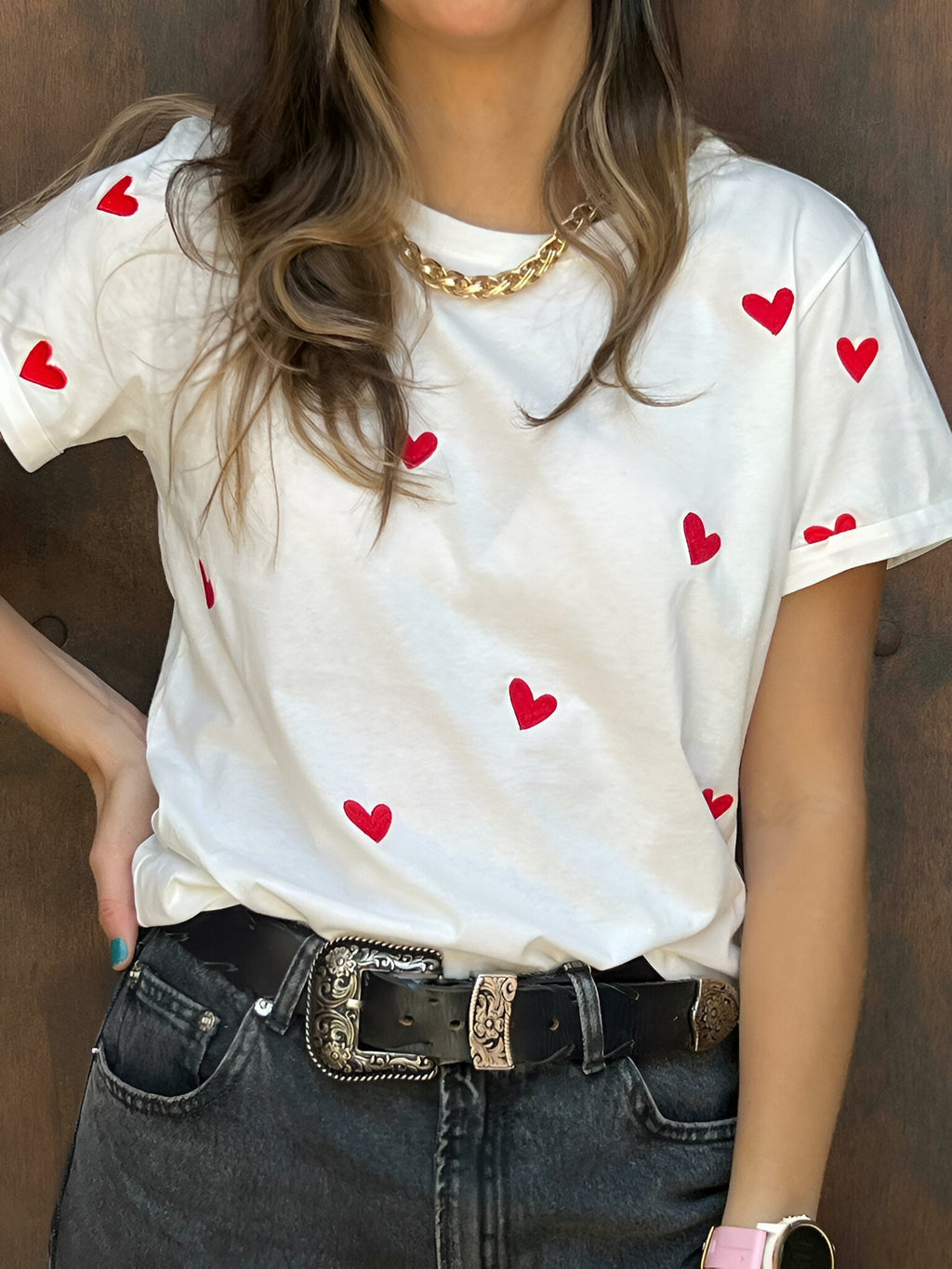 CAMISETA CORAZONES BORDADOS FULL